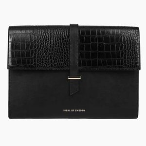 Ideal of Sweden Black Croco Embossed Laptop Case